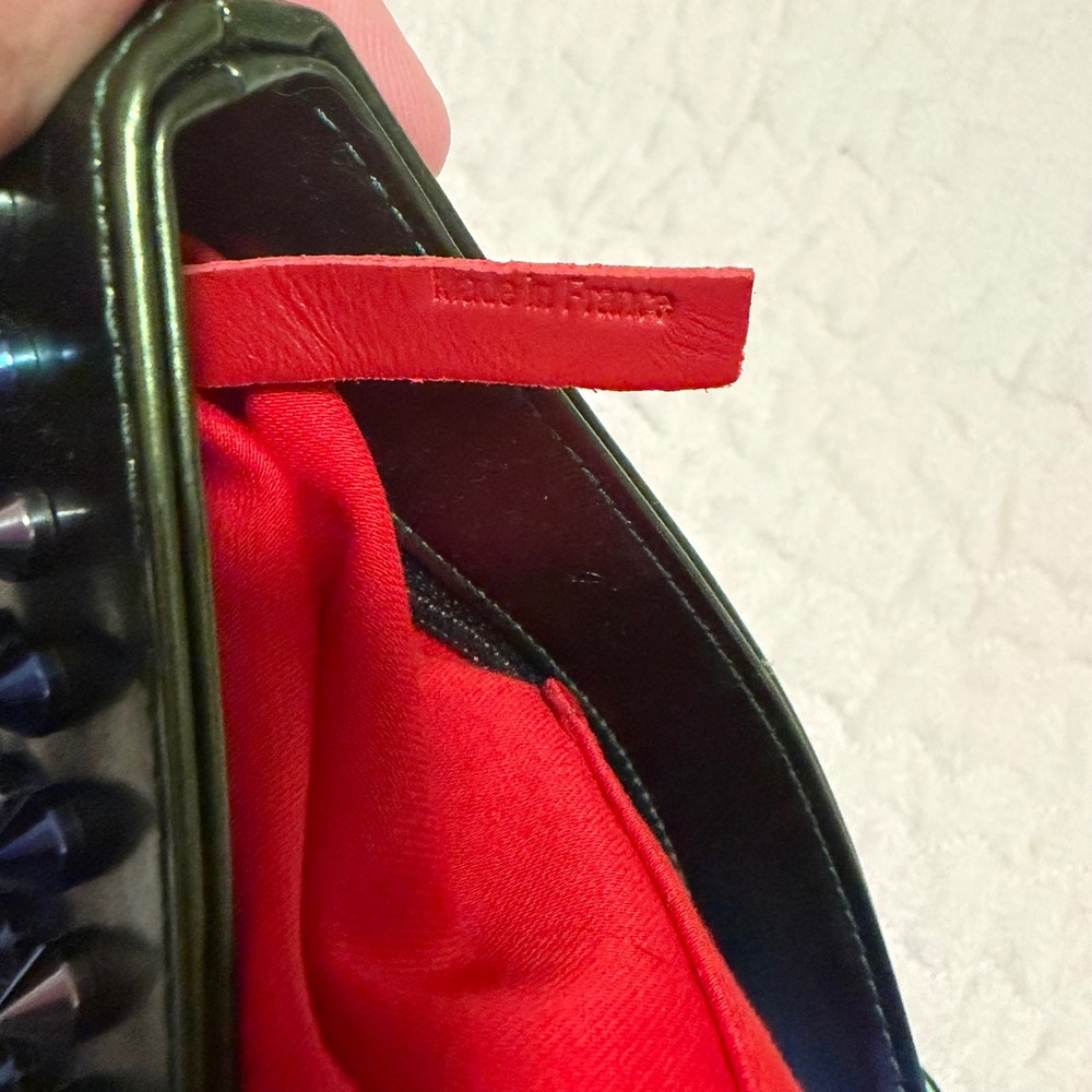 Christian Louboutin Skypouch Iridescent Spiked Metallic Blue Green Clutch Bag - Picture 5 of 5